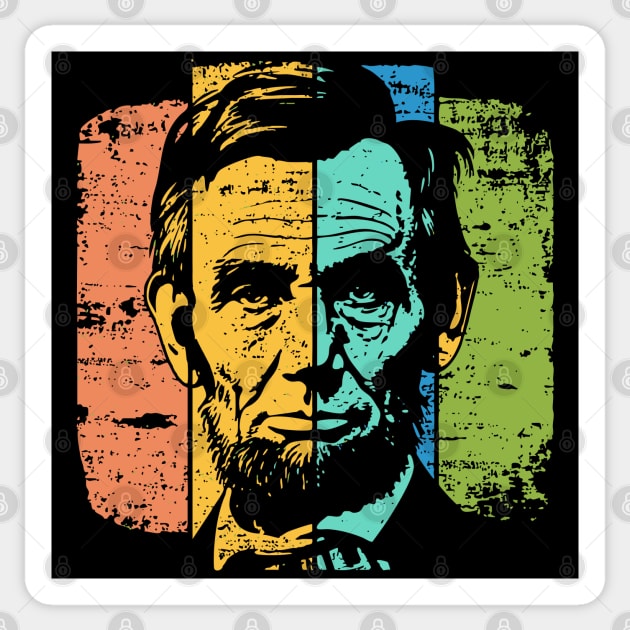 Abraham Lincoln Retro Portrait – Vintage Americana Graphic Sticker by TuncGK